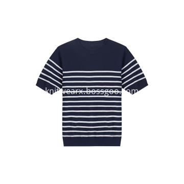 Men's Knitted Stripe Polo Shirt